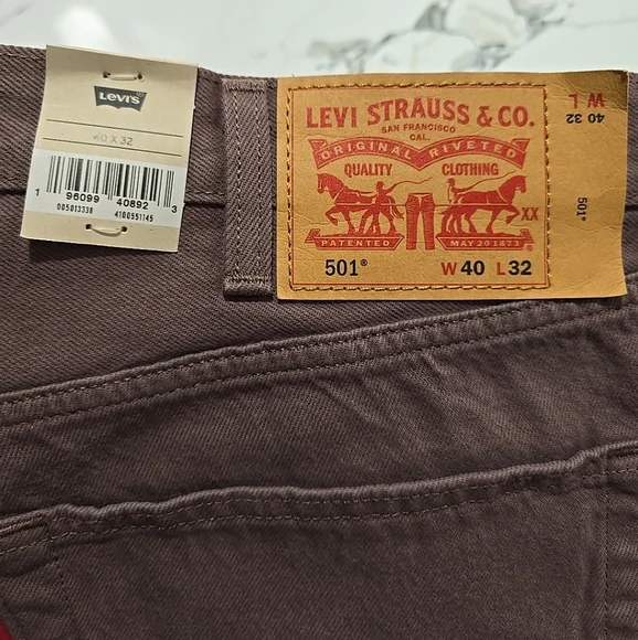 Levi's 501 Original Atraight Leg Men's Size 40x32 NWT Mauve / Maroon - Picture 2 of 5